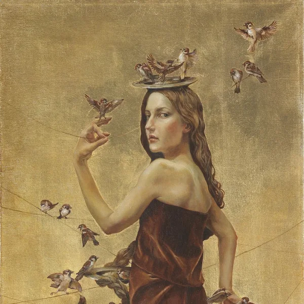 RUMORS, 40x30cm, oil, canvas, gold leaf, 2016 (SOLD)