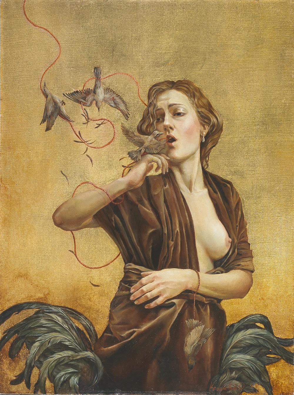 CAREERIST, 40×30cm, oil,canvas,gold leaf, 2016