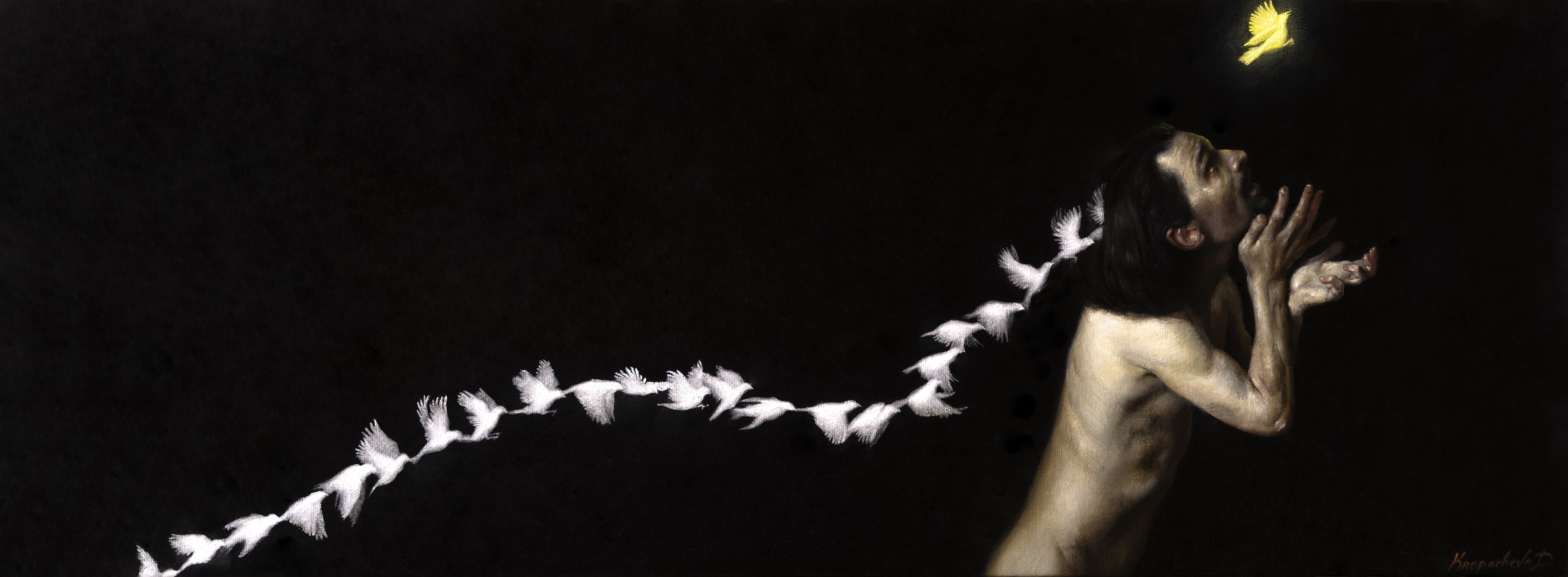 THE BIRD HAS FLOWN AWAY, 25.5x69cm, 2023